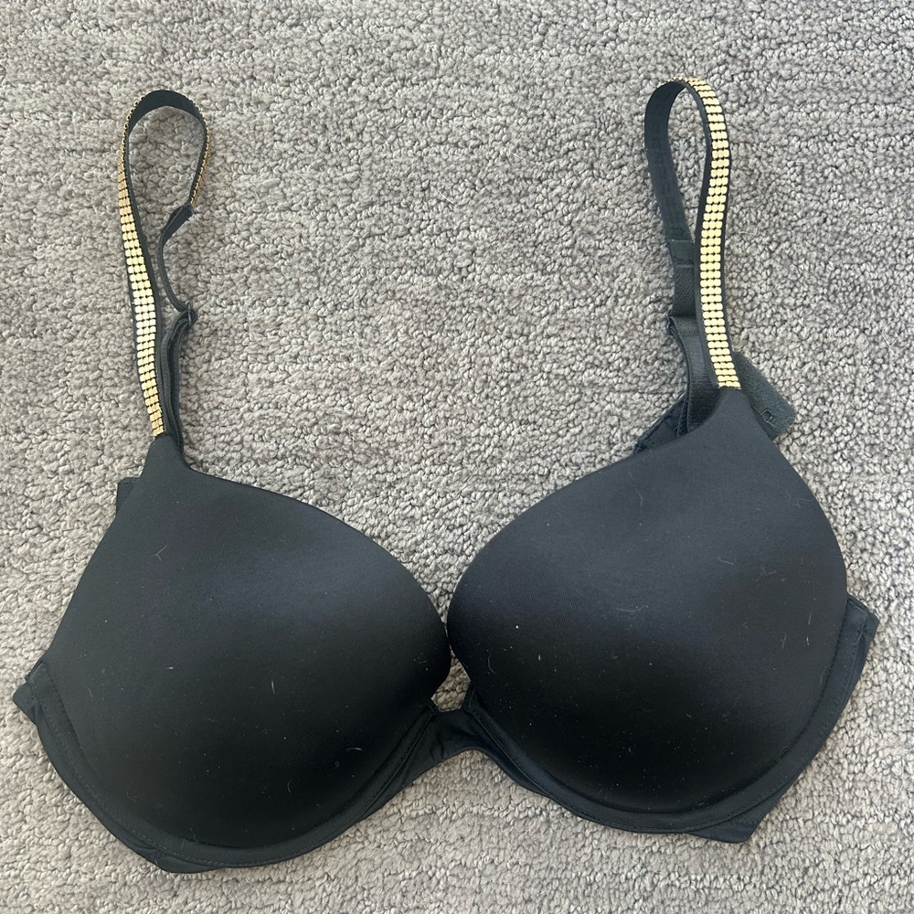 Victoria’s Secret Very Sexy Push-Up Bra Black with Gold Straps 34D